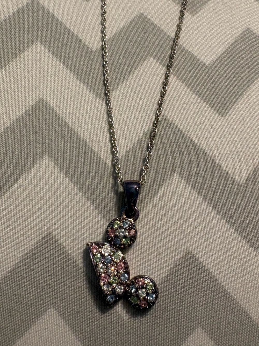 Disney Silver Mickey Ear Crystal Necklace